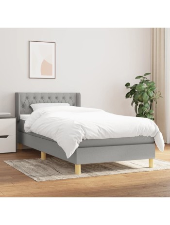 Boxspringbett mit Matratze Hellgrau 90x200 cm Stoff