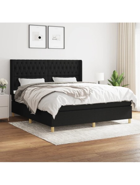 Boxspringbett mit Matratze Schwarz 180x200 cm Stoff