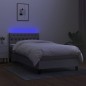 Boxspringbett mit Matratze & LED Hellgrau 90x200 cm Stoff