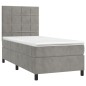 Boxspringbett mit Matratze Hellgrau 90x190 cm Samt