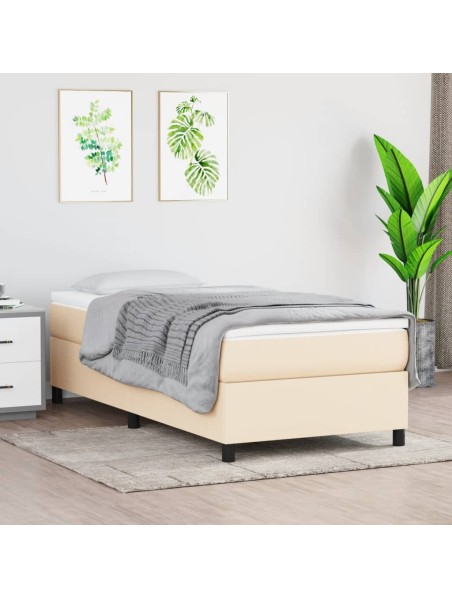 Boxspringbett Creme 100x200 cm Stoff