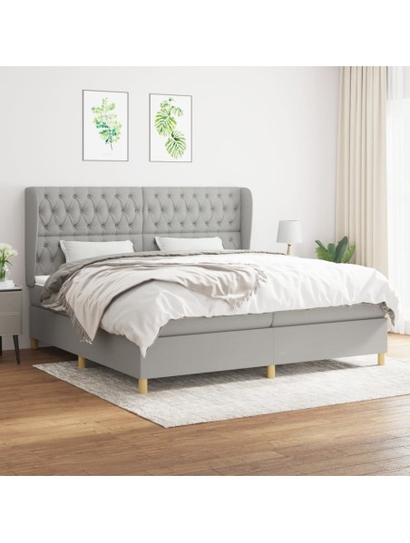 Boxspringbett mit Matratze Hellgrau 200x200 cm Stoff