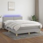 Boxspringbett mit Matratze & LED Hellgrau 140x190 cm Stoff