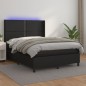 Boxspringbett mit Matratze & LED Schwarz 140x200 cm Kunstleder