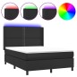 Boxspringbett mit Matratze & LED Schwarz 140x200 cm Kunstleder