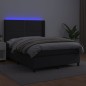 Boxspringbett mit Matratze & LED Schwarz 140x200 cm Kunstleder