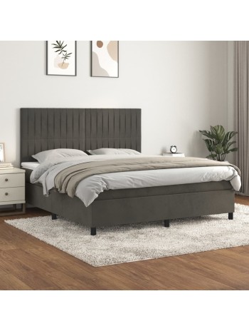 Boxspringbett mit Matratze Dunkelgrau 180x200 cm Samt