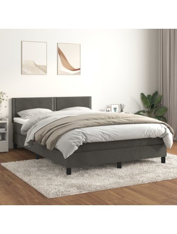 Boxspringbett mit Matratze Dunkelgrau 140x200 cm Samt