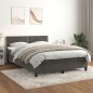 Boxspringbett mit Matratze Dunkelgrau 140x200 cm Samt