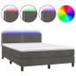 Boxspringbett mit Matratze & LED Dunkelgrau 140x190 cm Samt