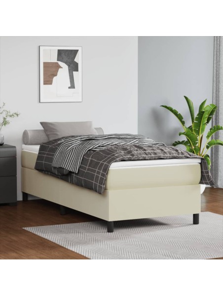 Boxspringbett Creme 80x200 cm Kunstleder