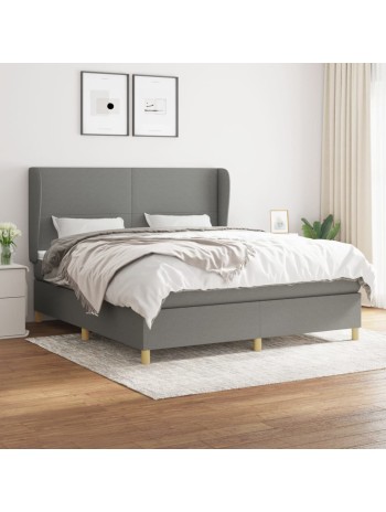 Boxspringbett mit Matratze Dunkelgrau 180x200 cm Stoff