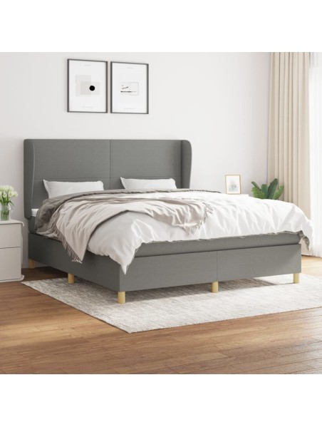 Boxspringbett mit Matratze Dunkelgrau 180x200 cm Stoff