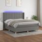 Boxspringbett mit Matratze & LED Dunkelgrau 160x200 cm Stoff