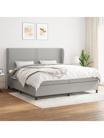 Boxspringbett mit Matratze Hellgrau 200x200 cm Stoff