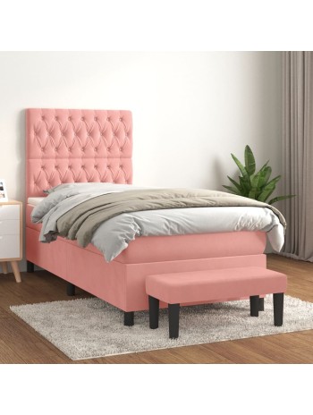 Boxspringbett mit Matratze Rosa 100x200 cm Samt