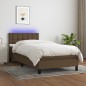 Boxspringbett mit Matratze & LED Dunkelbraun 90x190 cm Stoff