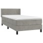 Boxspringbett mit Matratze Hellgrau 100x200 cm Samt