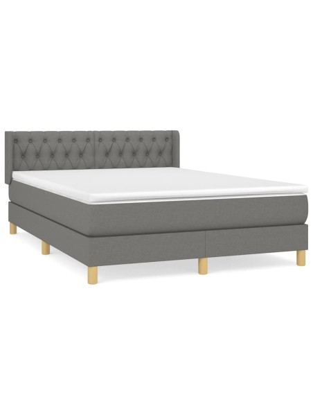 Boxspringbett mit Matratze Dunkelgrau 140x200 cm Stoff