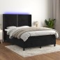 Boxspringbett mit Matratze & LED Schwarz 140x190 cm Samt