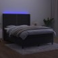 Boxspringbett mit Matratze & LED Schwarz 140x190 cm Samt