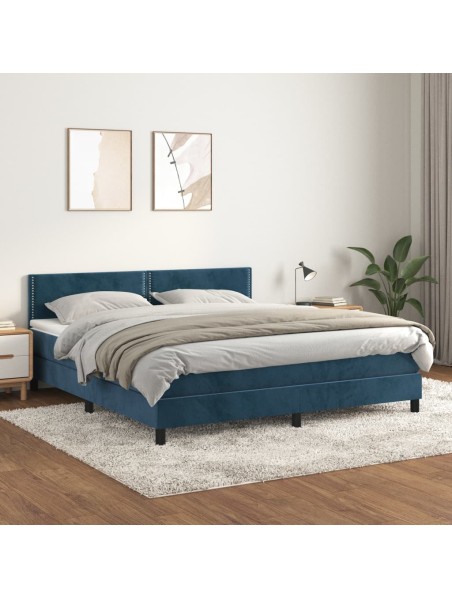 Boxspringbett mit Matratze Dunkelblau 180x200 cm Samt