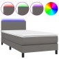 Boxspringbett mit Matratze & LED Grau 80x200 cm Kunstleder