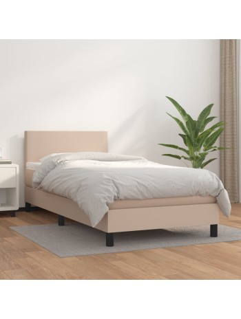 Boxspringbett mit Matratze Cappuccino-Braun 90x200cm Kunstleder