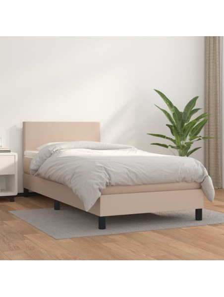 Boxspringbett mit Matratze Cappuccino-Braun 90x200cm Kunstleder