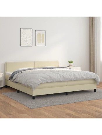 Boxspringbett mit Matratze Creme 200x200 cm Kunstleder