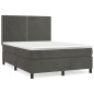 Boxspringbett mit Matratze Dunkelgrau 140x190 cm Samt