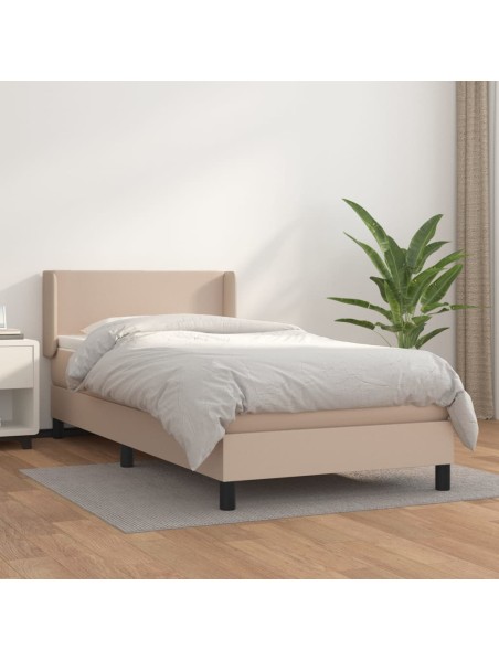 Boxspringbett mit Matratze Cappuccino-Braun 90x200cm Kunstleder