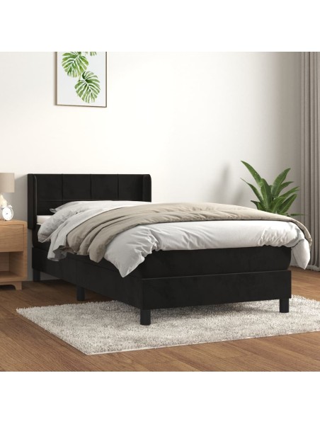 Boxspringbett mit Matratze Schwarz 80x200 cm Samt