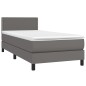 Boxspringbett mit Matratze Grau 100x200 cm Kunstleder