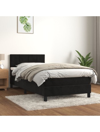 Boxspringbett mit Matratze Schwarz 80x200 cm Samt