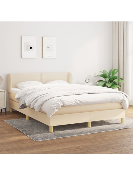 Boxspringbett mit Matratze Creme 140x200 cm Stoff