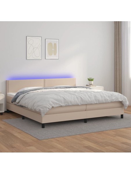 Boxspringbett mit Matratze & LED Cappuccino-Braun 200x200cm