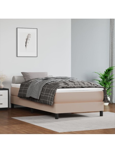 Boxspringbett mit Matratze Cappuccino-Braun 80x200cm Kunstleder