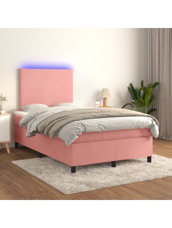 Boxspringbett mit Matratze & LED Rosa 120x200 cm Samt