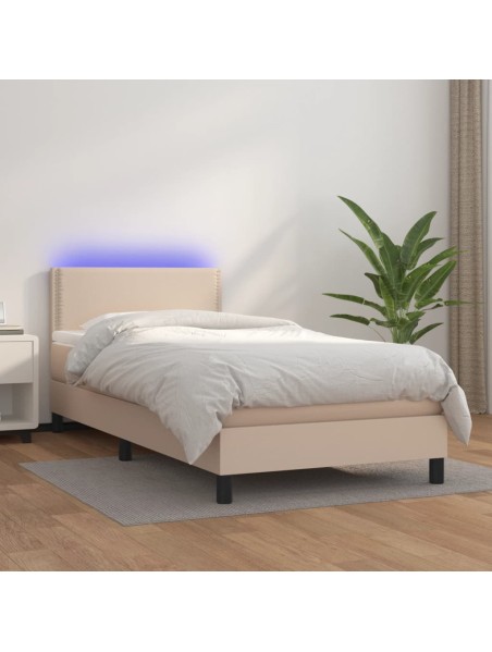 Boxspringbett mit Matratze & LED Cappuccino-Braun 80x200cm