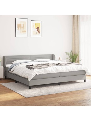 Boxspringbett mit Matratze Hellgrau 200x200 cm Stoff