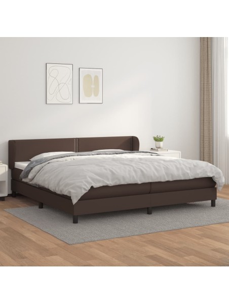 Boxspringbett mit Matratze Braun 200x200 cm Kunstleder