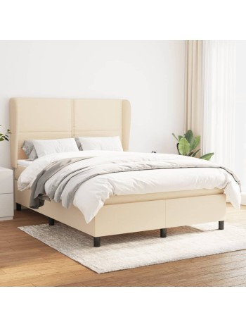 Boxspringbett mit Matratze Creme 140x190 cm Stoff