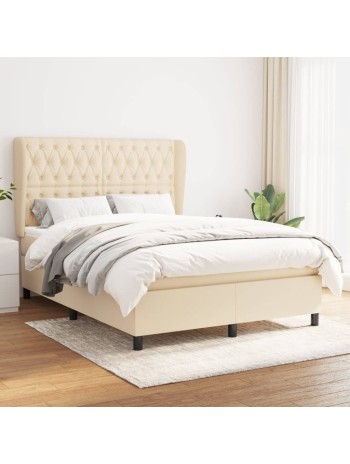 Boxspringbett mit Matratze Creme 140x190 cm Stoff