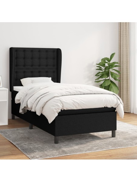 Boxspringbett mit Matratze Schwarz 100x200 cm Stoff