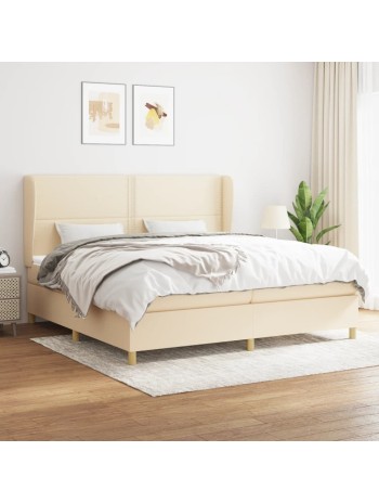 Boxspringbett mit Matratze Creme 200x200 cm Stoff