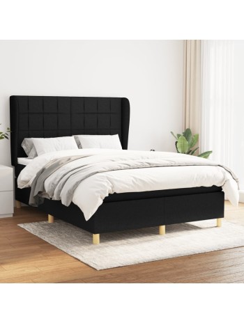 Boxspringbett mit Matratze Schwarz 140x190 cm Stoff