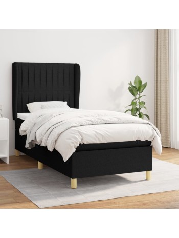 Boxspringbett mit Matratze Schwarz 100x200 cm Stoff