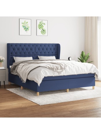 Boxspringbett mit Matratze Blau 160x200 cm Stoff