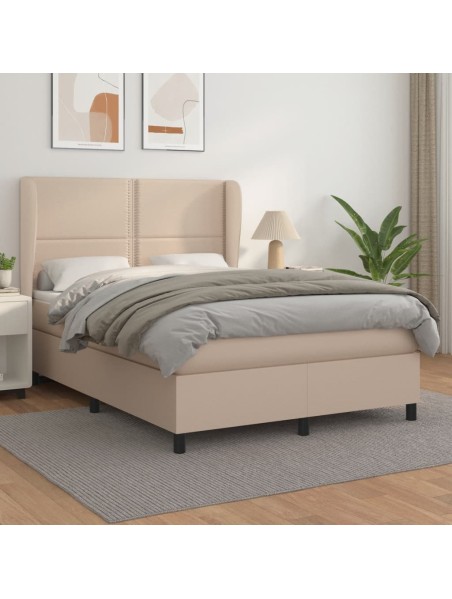 Boxspringbett Matratze Cappuccino-Braun 140x200cm Kunstleder